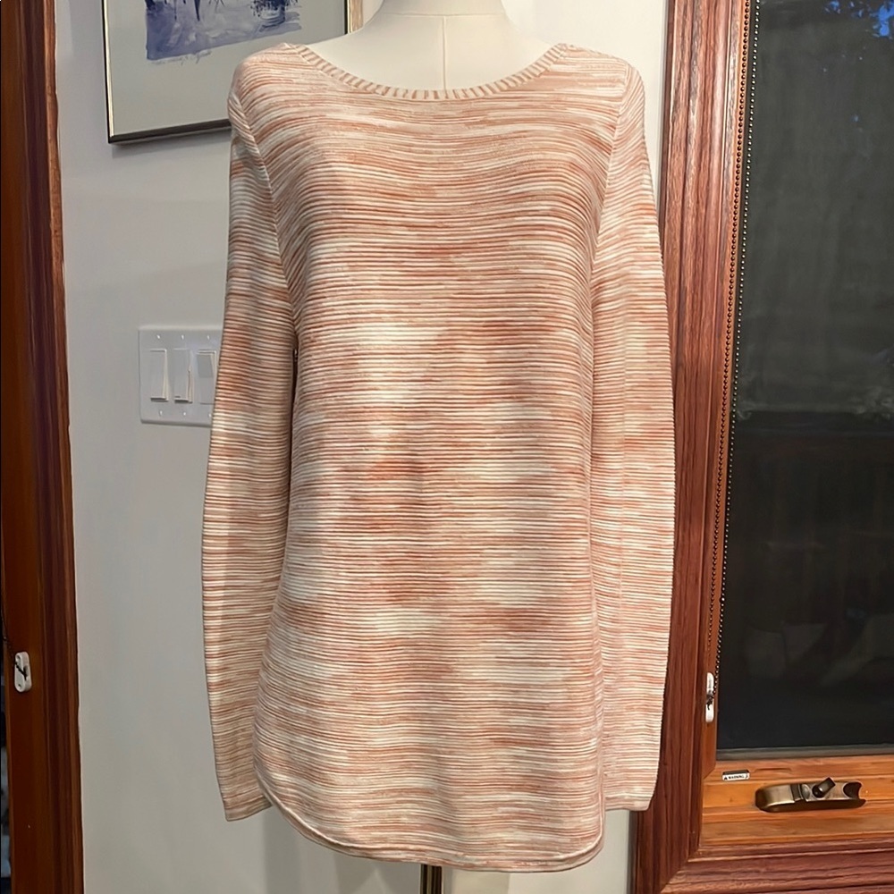 Chico's Orange Spacedye Bateau Neck Sweater size 1 Spring Summer